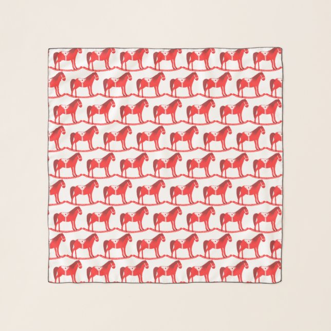 Scandinavian Christmas Rocking Horse Patterned Scarf (Front)