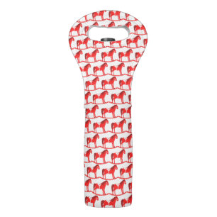 Scandinavian Christmas Rocking Horse Patterned Wine Bag