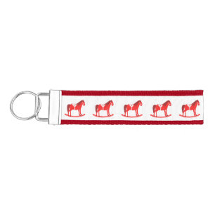 Scandinavian Christmas Rocking Horse Patterned Wrist Keychain