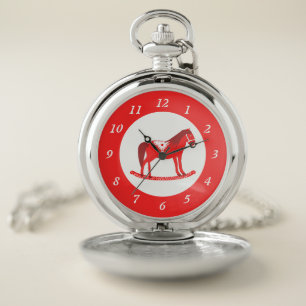 Scandinavian Christmas Rocking Horse Pocket Watch