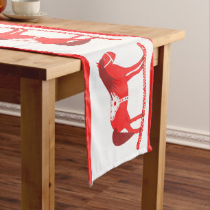 Scandinavian Christmas Rocking Horse Short Table Runner
