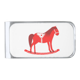 Scandinavian Christmas Rocking Horse Silver Finish Money Clip