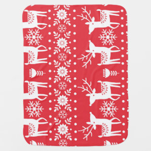 Scandinavian Christmas: Snowflakes & Deer Baby Blanket