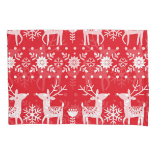 Scandinavian Christmas: Snowflakes & Deer Pillow Case