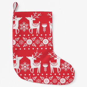 Scandinavian Christmas: Snowflakes & Deer Small Christmas Stocking