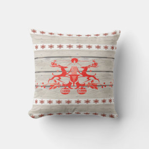 scandinavian christmas snowflakes Nordic Reindeer Throw Pillow