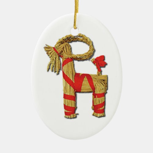 Scandinavian Christmas Straw Yule Goat Julbok Ceramic Ornament