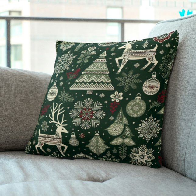 Scandinavian Christmas Time Throw Pillow (Creator Uploaded)