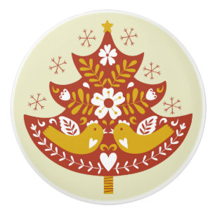 Scandinavian Christmas tree Ceramic Knob