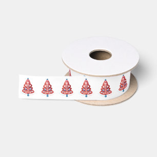 Scandinavian Christmas Tree Folk Art Ribbon