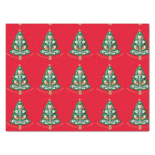 Scandinavian Christmas Tree Folk Art  Tissue Paper