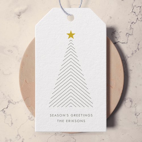 Scandinavian Christmas Tree  Minimalist Gold Star Gift Tags