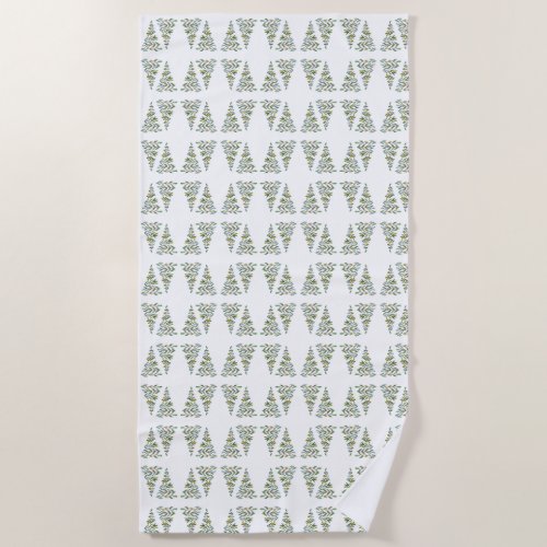 Scandinavian Christmas Tree Pattern Beach Towel