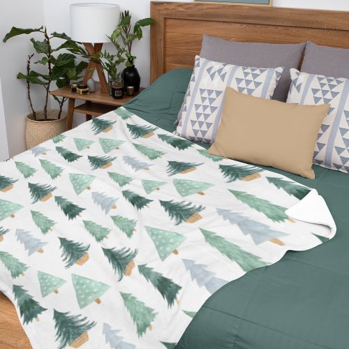 Scandinavian Christmas Tree Pattern Fleece Blanket