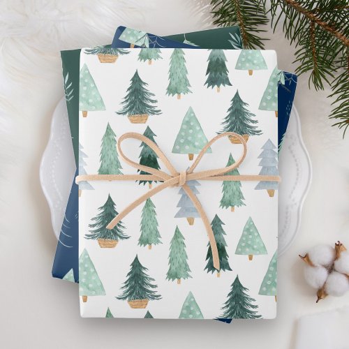 Scandinavian Christmas Tree Pattern Wrapping Paper Sheets