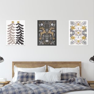 Scandinavian Christmas Tree & Reindeer Wall Art Sets