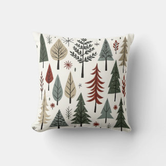 Scandinavian Christmas Trees – Minimalist Holiday Throw Pillow