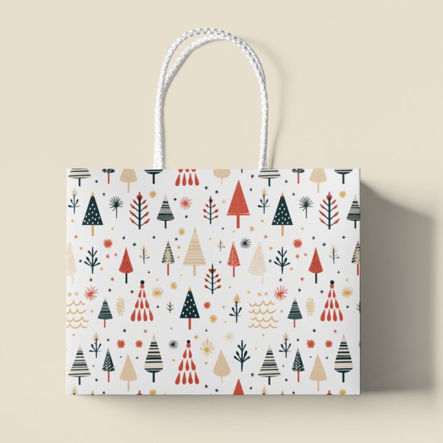 Scandinavian Christmas Trees Nordic Large Gift Bag (Creator Uploaded)