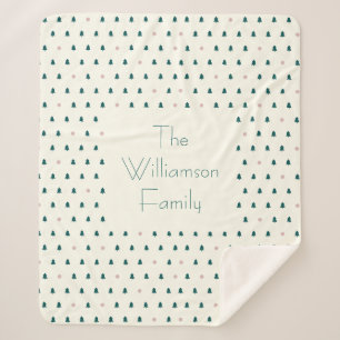 Scandinavian Christmas Trees Pattern Personalized Sherpa Blanket