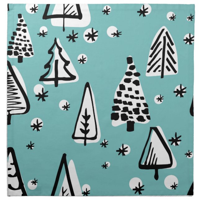 Scandinavian Christmas trees: vintage graphics. Cloth Napkin (Front)