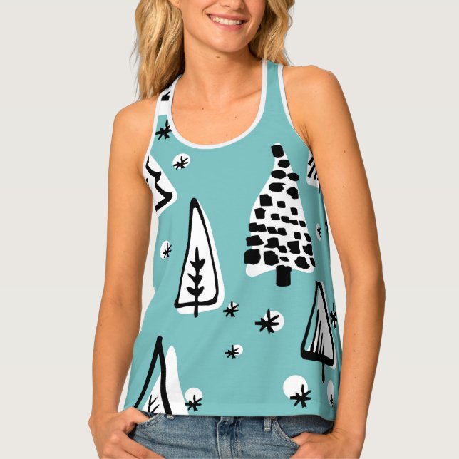 Scandinavian Christmas trees: vintage graphics. Tank Top (Front)