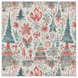 Scandinavian Christmas whimsical pattern design  Fabric