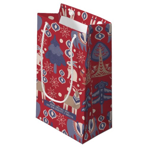 Scandinavian Christmas Woodland Personalized Small Gift Bag