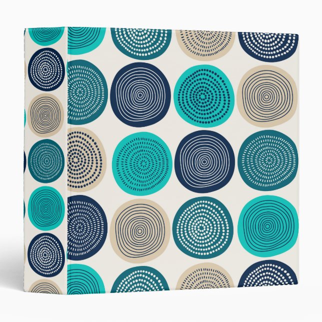 Scandinavian Circle Dots Mandala Pattern 1 3 Ring Binder (Front/Spine)