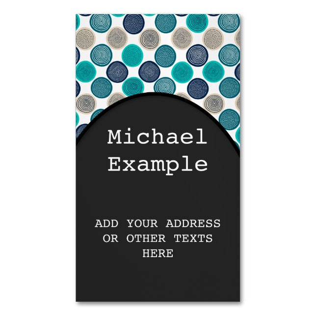 Scandinavian Circle Dots Mandala Pattern 1 Business Card Magnet (Front Vertical)