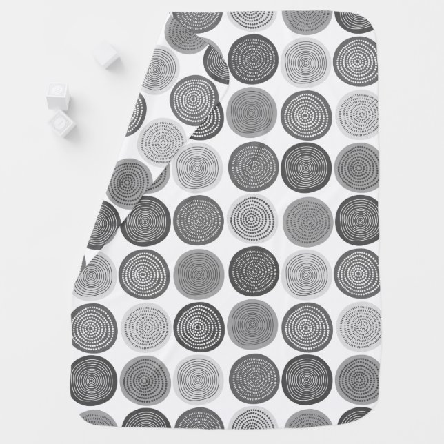 Scandinavian Circle Dots Mandala Pattern 3 Baby Blanket (In Situ)