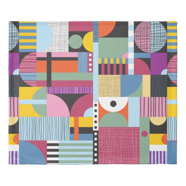 Scandinavian colorful pattern duvet cover (Front)