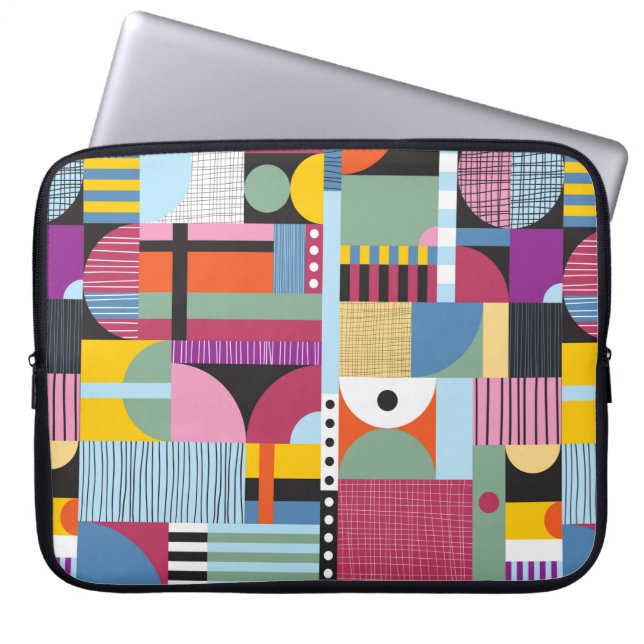 Scandinavian colorful pattern laptop sleeve (Front)