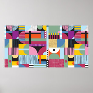 Scandinavian colorful pattern poster