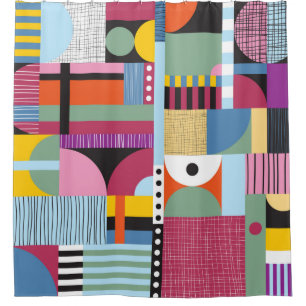 Scandinavian colorful pattern shower curtain
