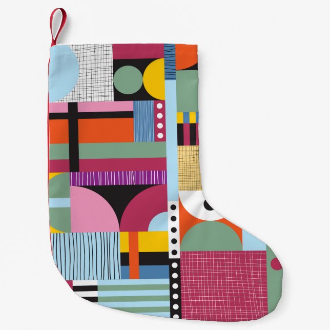 Scandinavian colorful pattern small christmas stocking (Front)