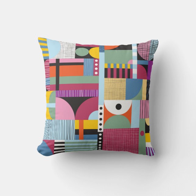Scandinavian colorful pattern throw pillow (Front)