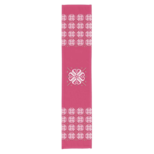 Scandinavian Crimson Red Holiday Table Runner (Front)