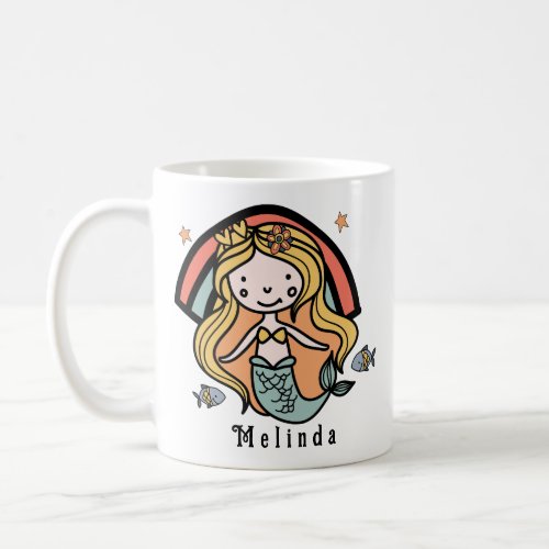 Scandinavian Cute Mermaid Personalized Girl        Coffee Mug