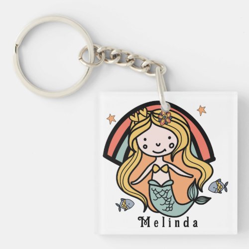 Scandinavian Cute Mermaid Personalized Girl        Keychain
