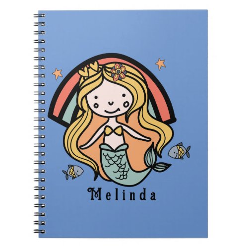 Scandinavian Cute Mermaid Personalized Girl       Notebook