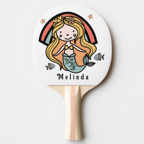 Scandinavian Cute Mermaid Personalized Girl        Ping Pong Paddle