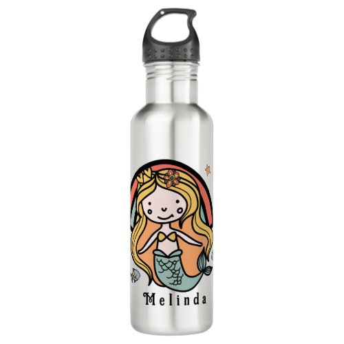 Scandinavian Cute Mermaid Personalized Girl      Stainless Steel Water Bottle