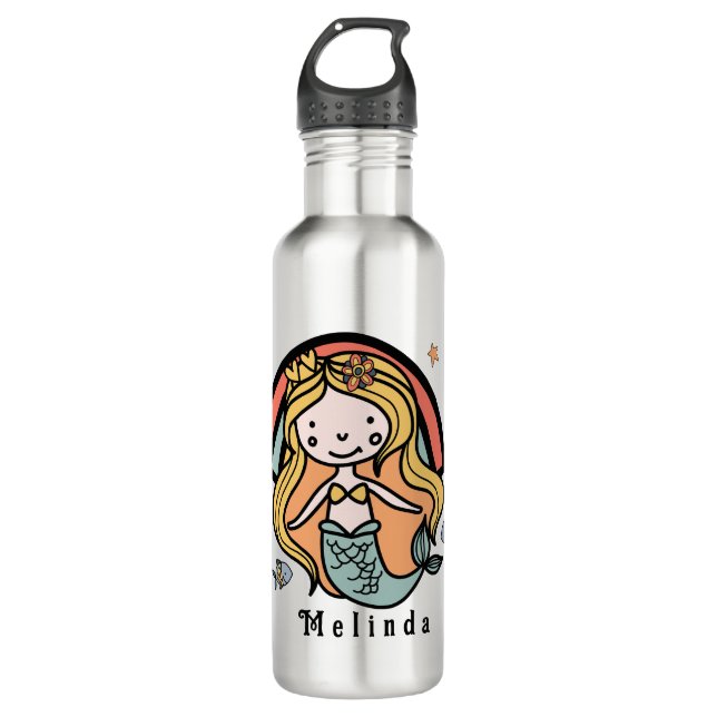 Scandinavian Cute Mermaid Personalized Girl      Stainless Steel Water Bottle (Front)