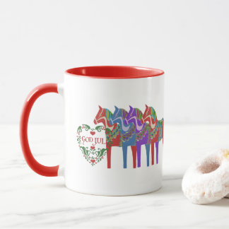 Scandinavian Dala Horse  God Jul Christmas Mug