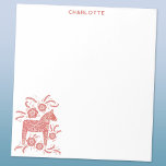 Scandinavian Dala Horse Red Personalized Notepad<br><div class="desc">A traditional red and white Dala Horse design.  Change the name to personalize.  Original art by Nic Squirrell.</div>