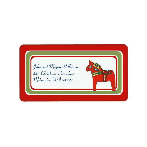 Scandinavian Dala Horse Swedish Custom Personalize Label