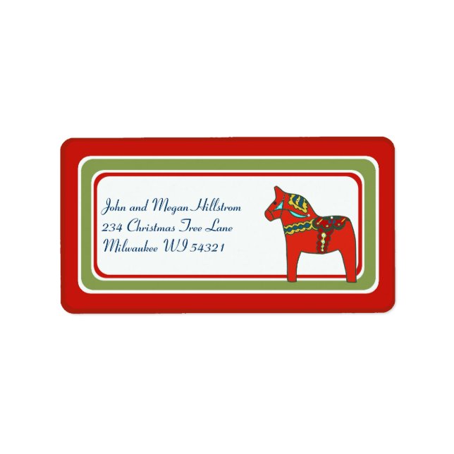 Scandinavian Dala Horse Swedish Custom Personalize Label (Front)