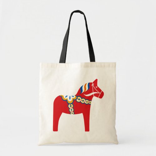 Scandinavian dala horse tote bag