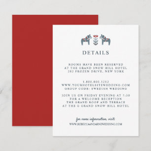Scandinavian Dala Horse  WEDDING Guest Details Enclosure Card
