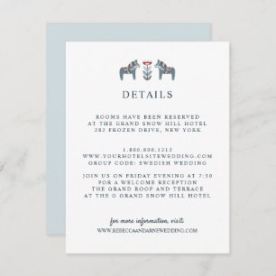Scandinavian Dala Horse WEDDING Guest Details Enclosure Card
